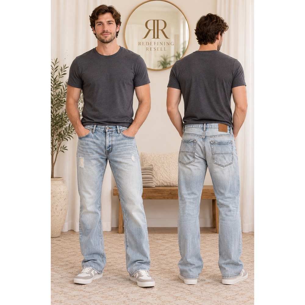 Aeropostale Benton Original Bootcut Jeans Mens 30x30 Light Wash Distressed Denim